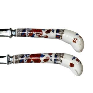 2 House of Prill Sheffield Serving Forks Ceramic Handle Floral